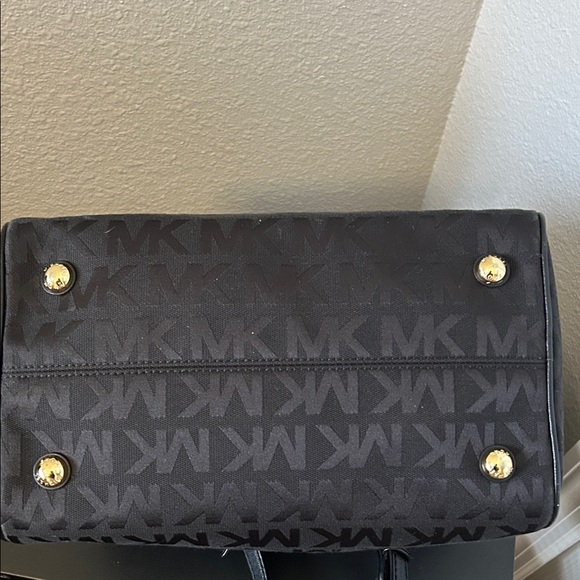 Michael Kors Black Canvas MK Logo Satchel - Picture 4 of 11